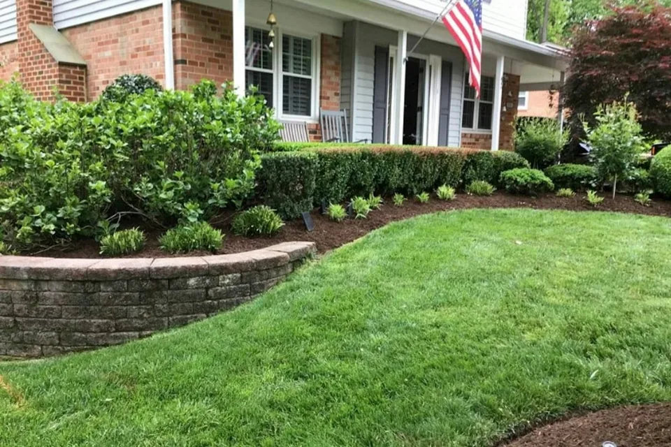 Manicured lawn and landscaping at a residential home