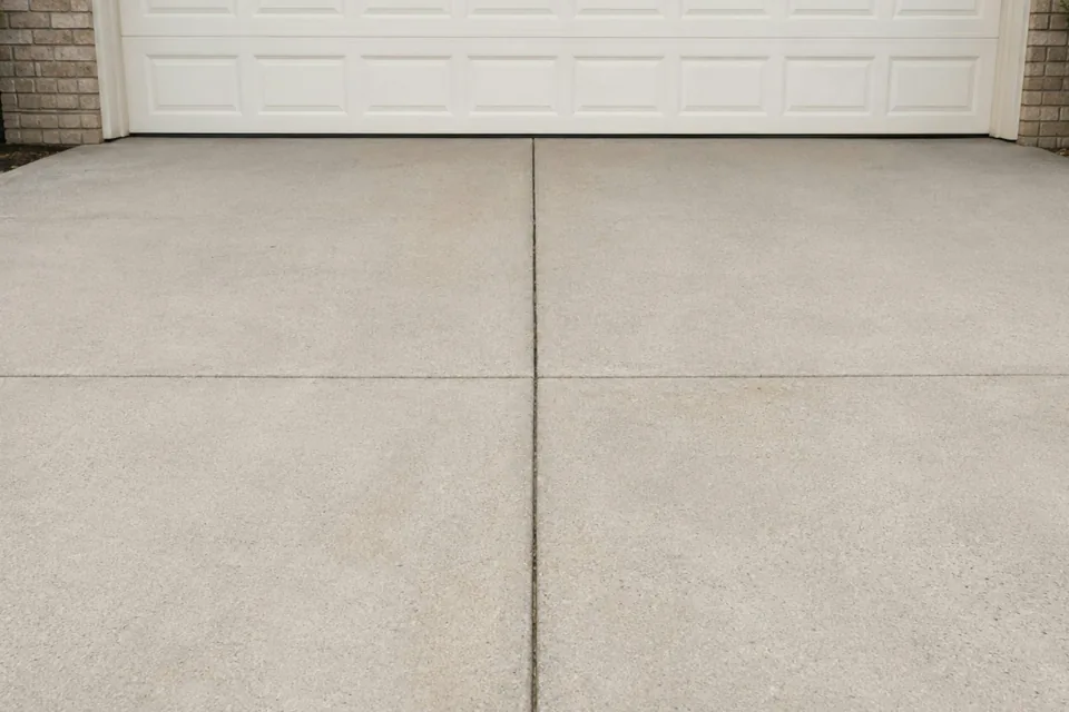 Concrete driveway restored after pressure washing